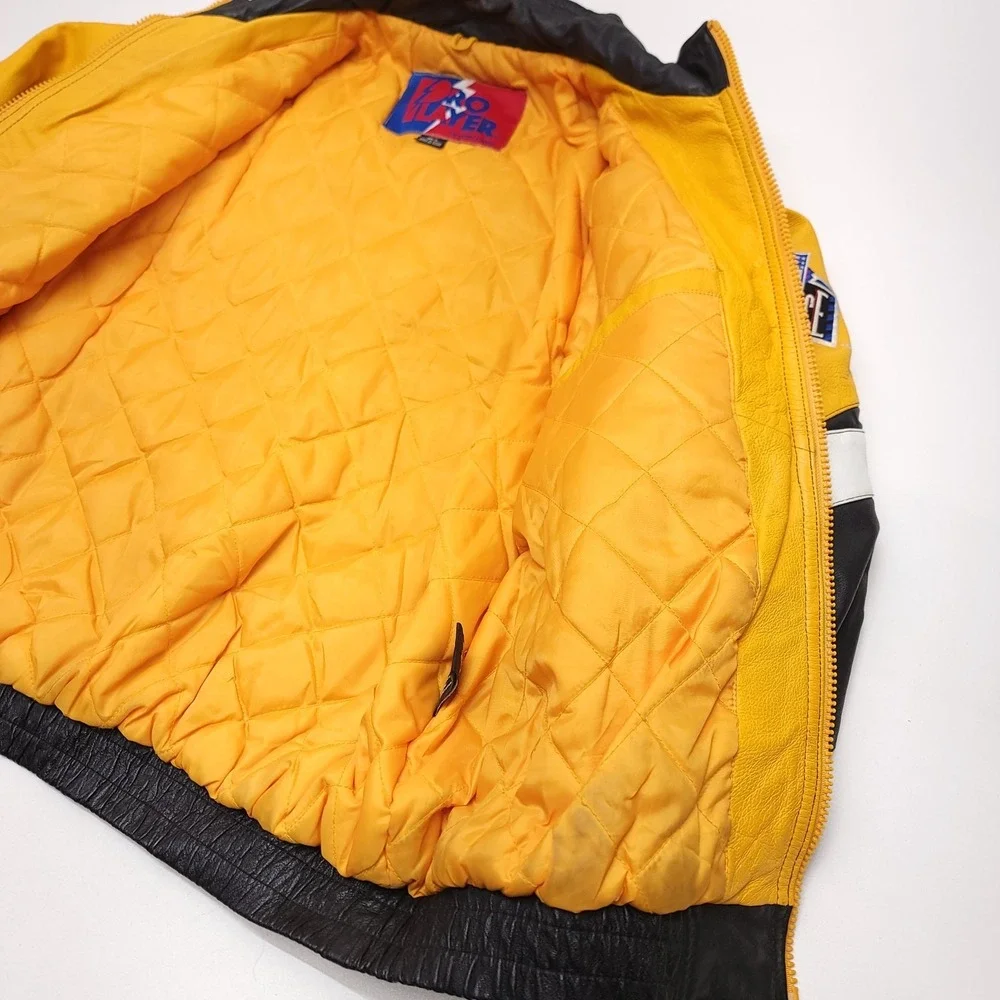 Vintage Pittsburgh Steelers Leather Jacket Large Pro Player Daniel‎ Young Bomber